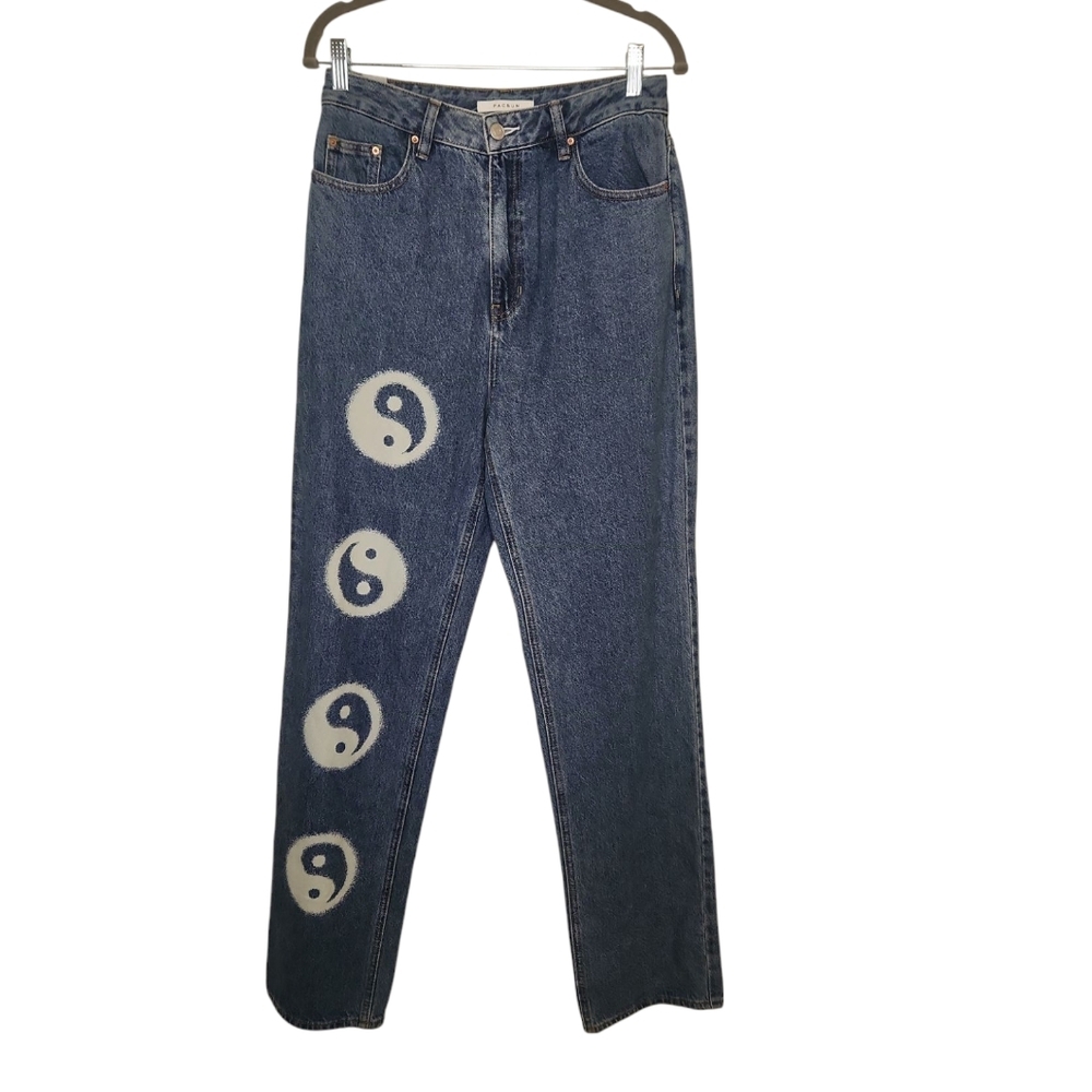 NWOT PacSun Women's Blue90's Boyfriend Y2K HighRise Jeans YinYang Design Size 28